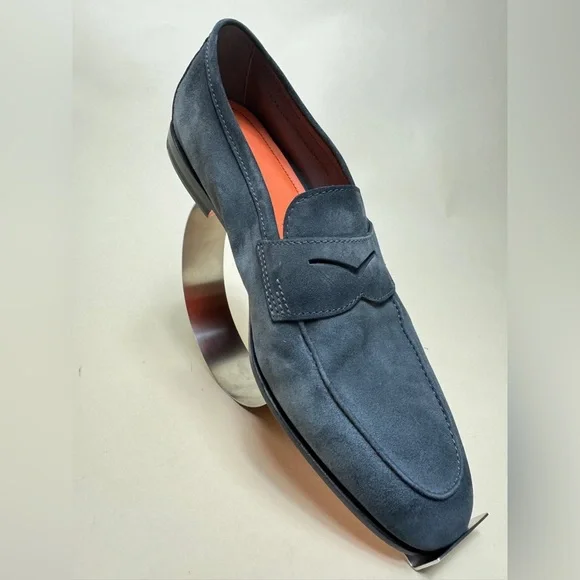Santoni Carlos Penny Loafers Green Suede NIB Goodyear Welted Sizes 7 & 8 US Santoni Carlos Penny Loafers Green Suede NIB Goodyear Welted  main image 3
